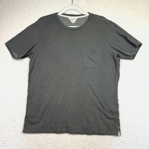 Rag & Bone Shirt Mens Large Gray Striped Pocket Crewneck Made Peru Cotton Tee - Picture 1 of 7